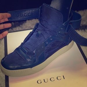 Nylon & Leather Gucci High Top Basketball sneaker